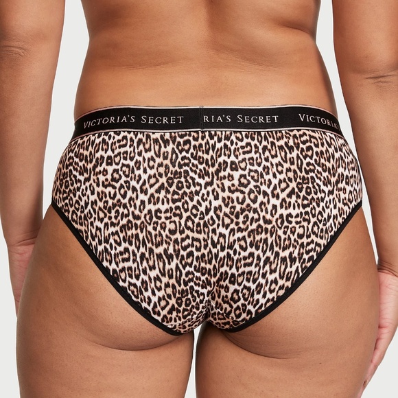 Victoria's Secret Logo Cotton Hiphugger Panty Leopard Print Large NEW - Picture 3 of 6